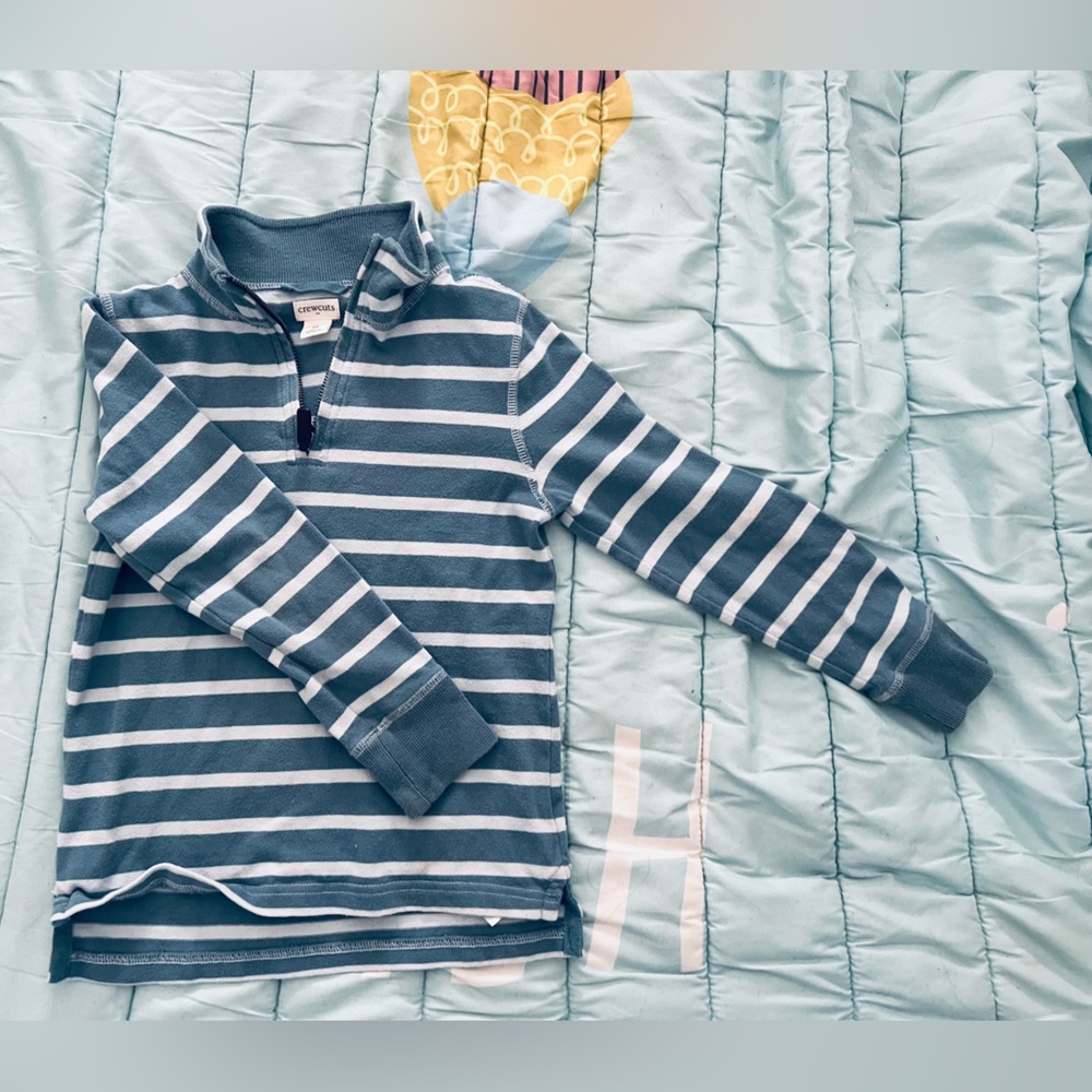 Crewcuts Boys' Blue Striped Quarter-Zip Pullover